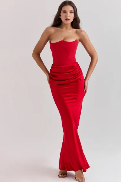 House Of CB Persephone Corset Dress Red - Buy Online Now