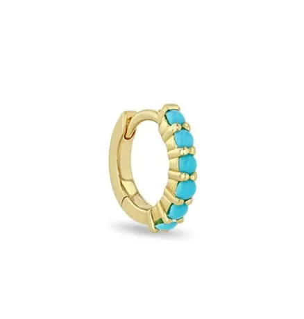 Huggie Hoops Turquoise Stones