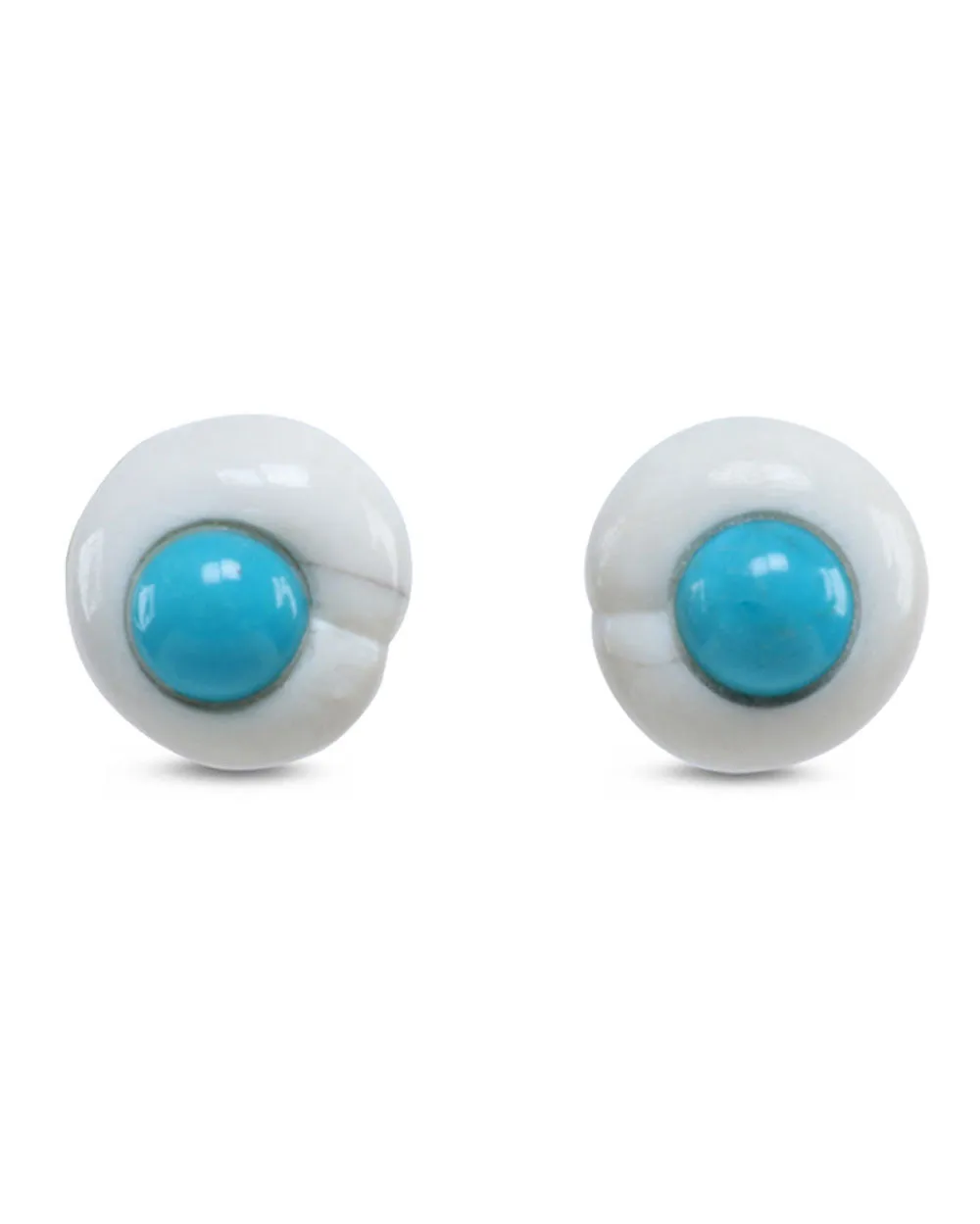 Ivory Turquoise Round Earrings Result: Handcrafted Ivory and Turquoise Round Earrings for Stylish Accessorizing