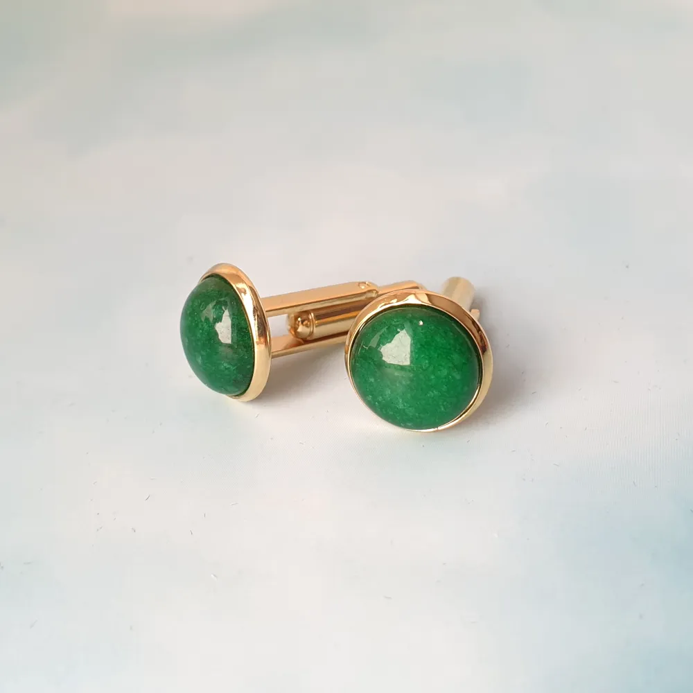 Jade cufflinks in green color