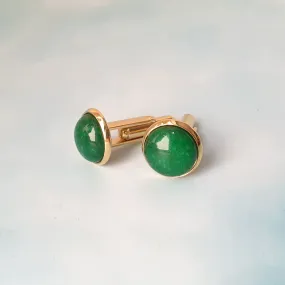 Jade cufflinks in green color