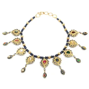 Jahanara Necklace - 22k Gold with Multiple Gemstones