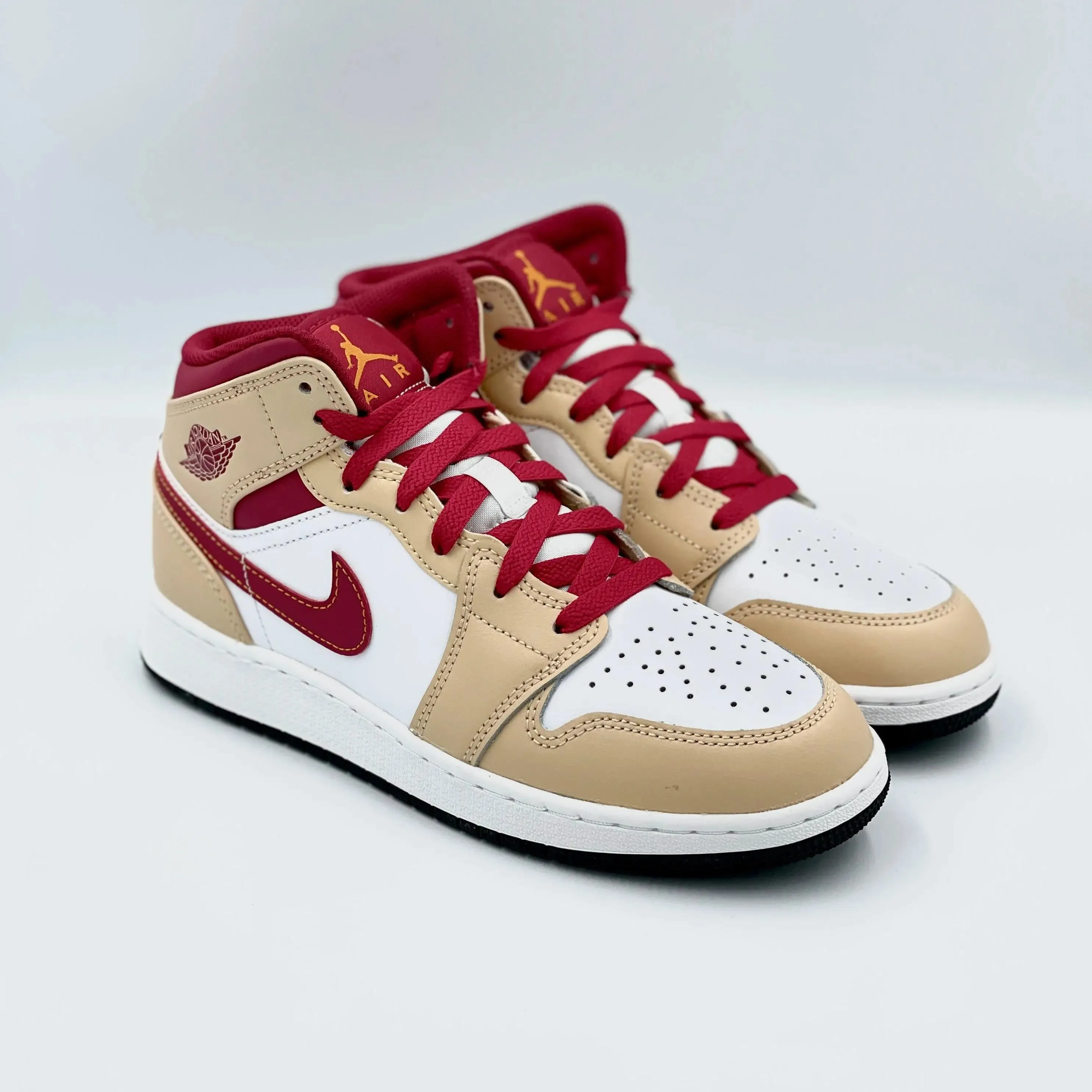 Jordan 1 Mid Beige Red (GS) - Top Google SEO Result: Air Jordan 1 Mid Beige Red - GS Size Available