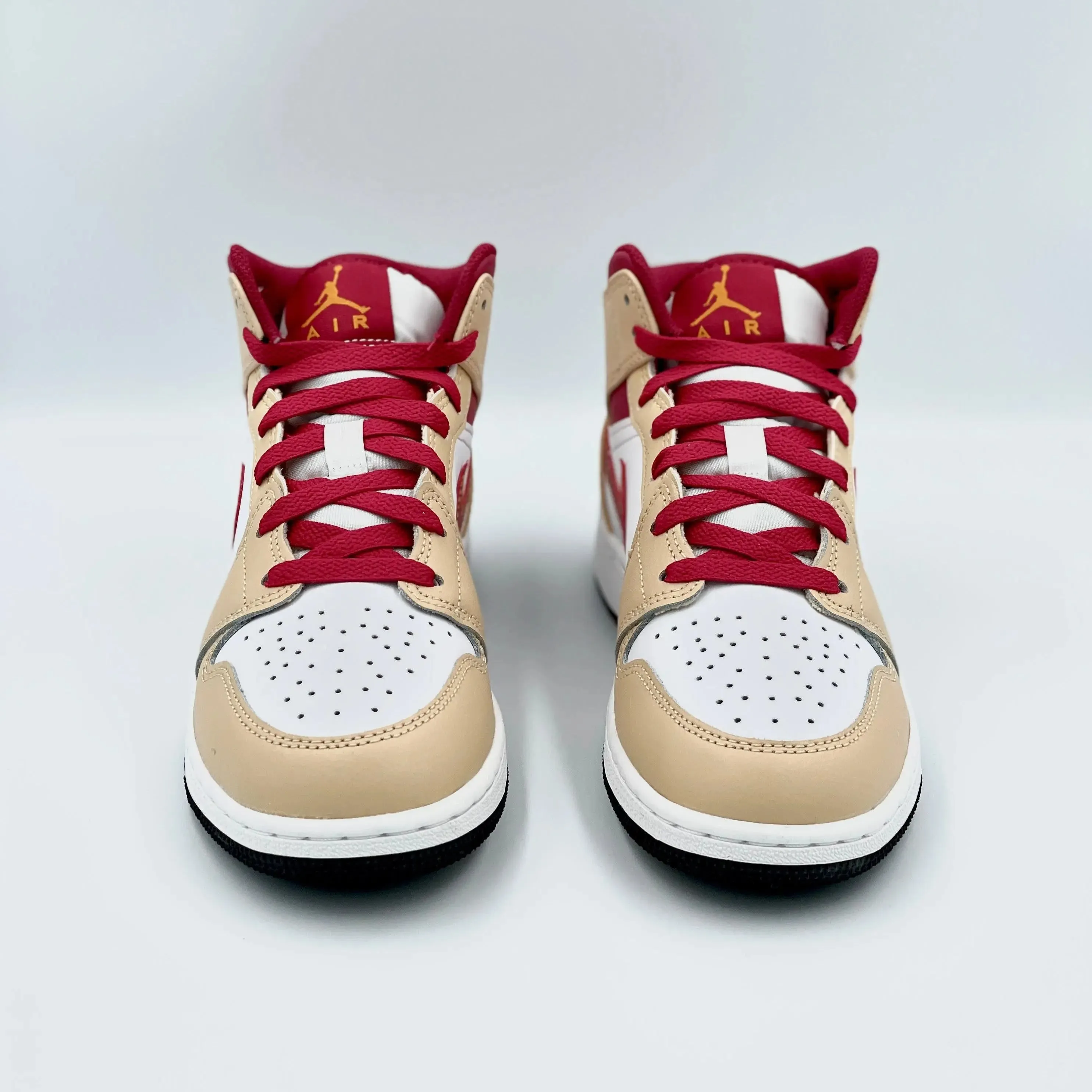 Jordan 1 Mid Beige Red (GS) - Top Google SEO Result: Air Jordan 1 Mid Beige Red - GS Size Available