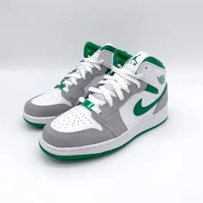 Jordan 1 Mid SE White Pine Green Smoke Grey sneakers.