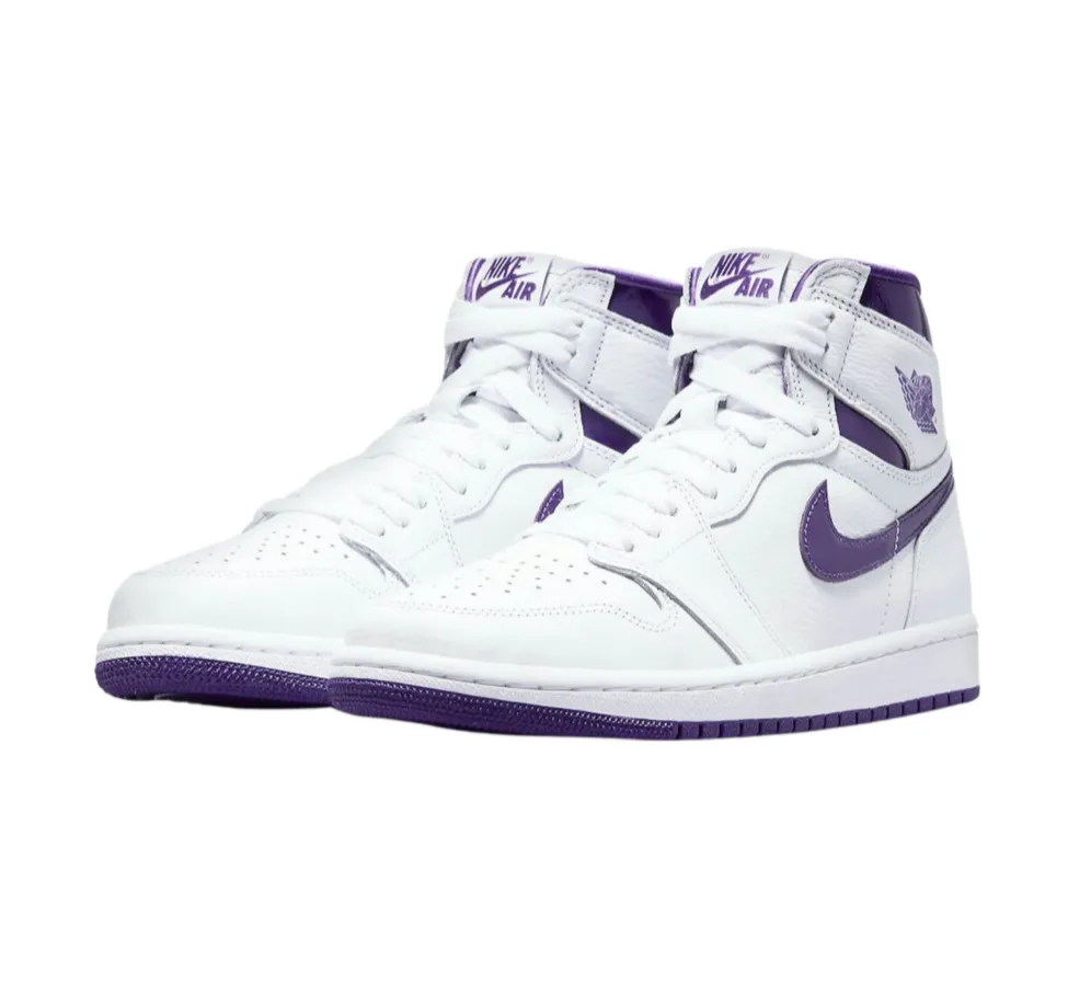 Jordan 1 Retro High OG White and Court Purple for sale