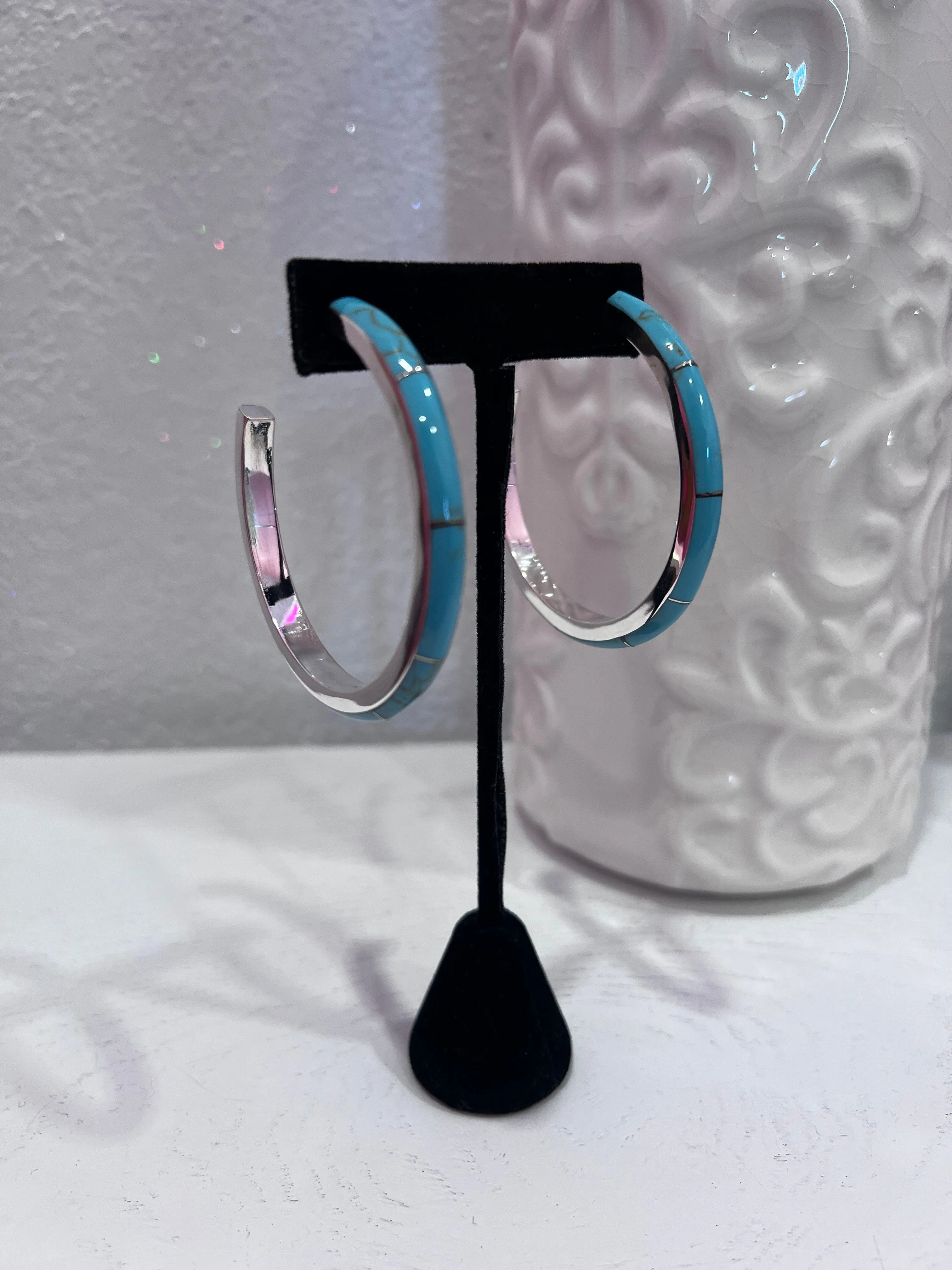 Kingman Turquoise statement hoops