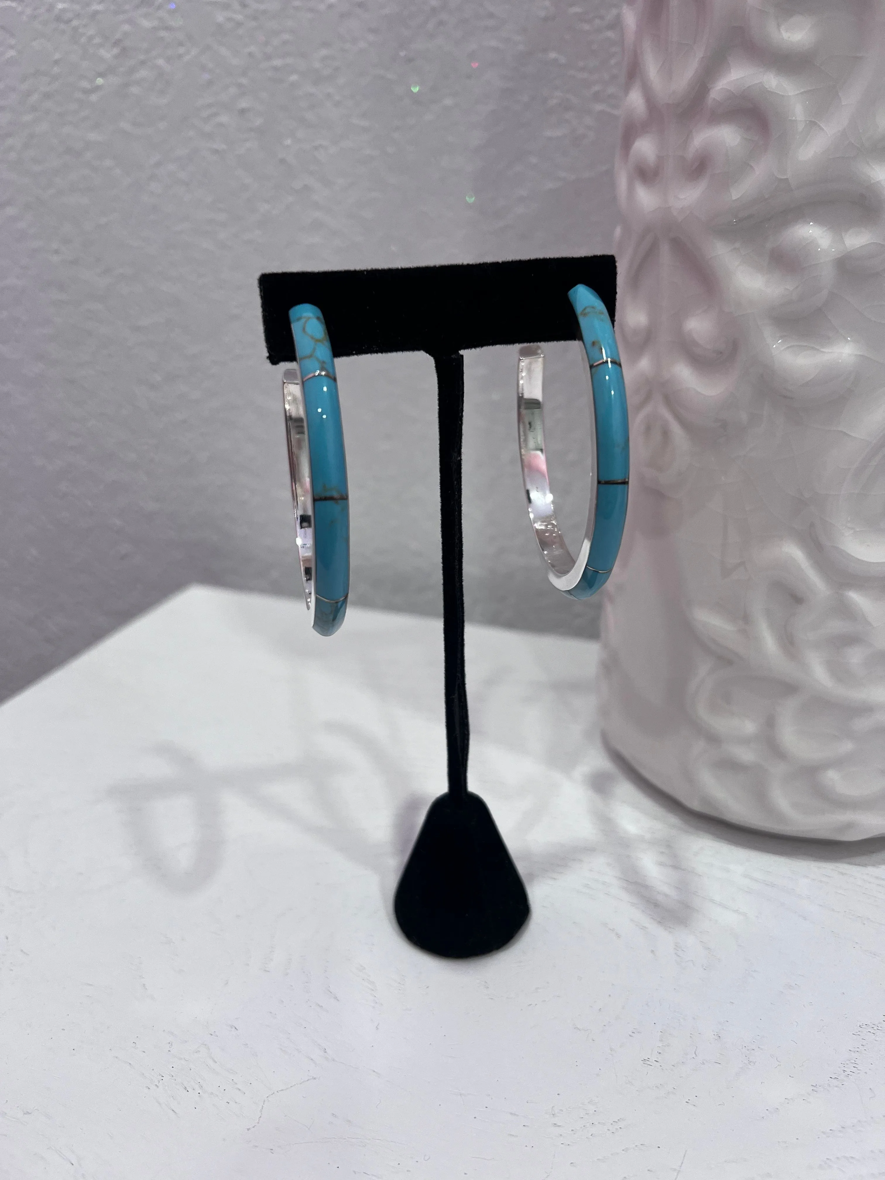 Kingman Turquoise statement hoops