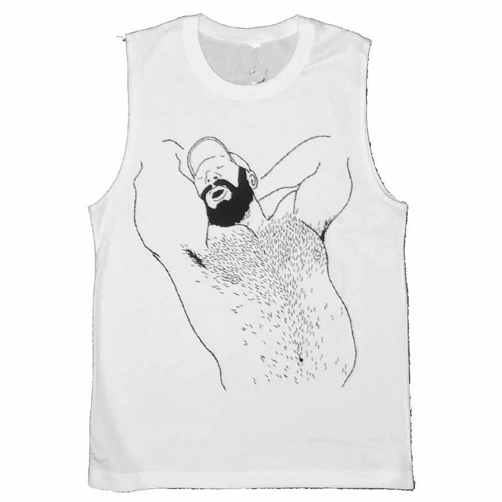 Kinky Needles Arms Up Bearded Bear Sleeveless T-Shirt