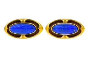 Krementz Art Nouveau Lapis Lazuli Cufflinks - 14K Gold