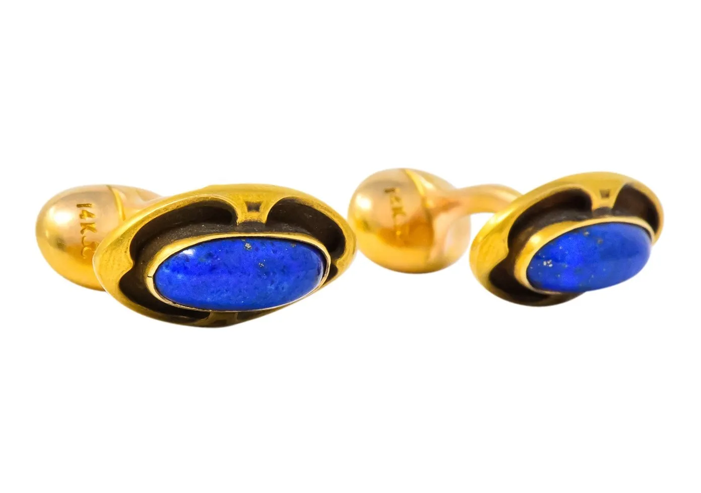 Krementz Art Nouveau Lapis Lazuli Cufflinks - 14K Gold