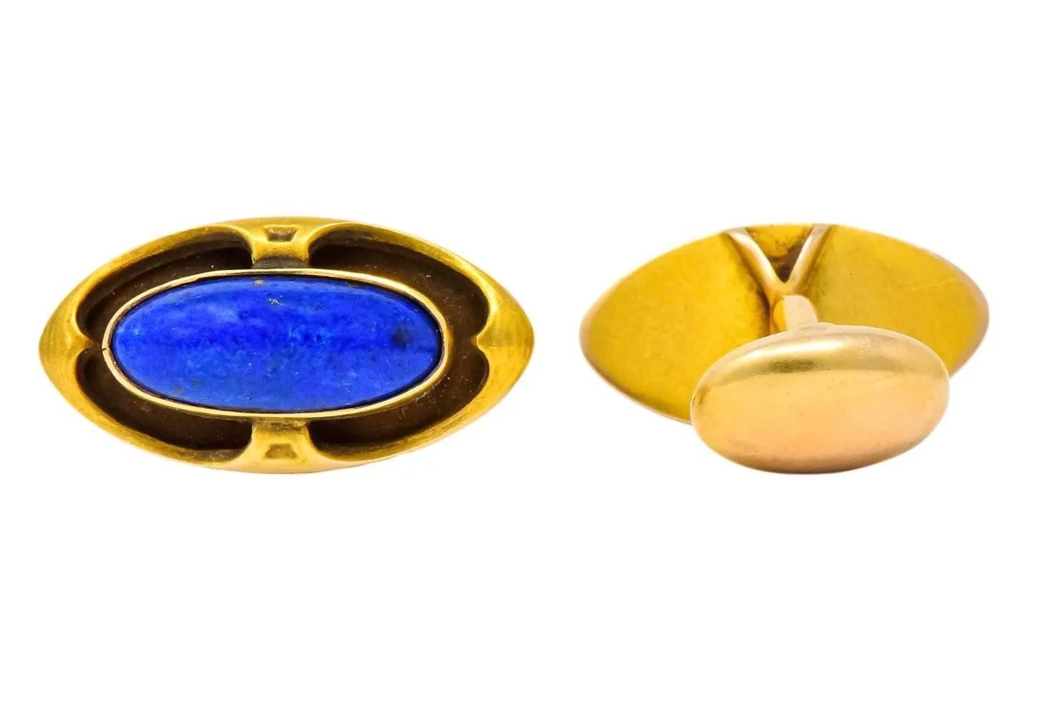 Krementz Art Nouveau Lapis Lazuli Cufflinks - 14K Gold