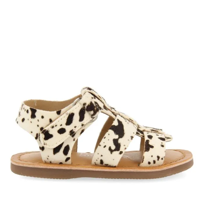 LEATHER ROMAN STYLE SANDALS WITH ANIMAL PRINT FOR BABY GENERAC