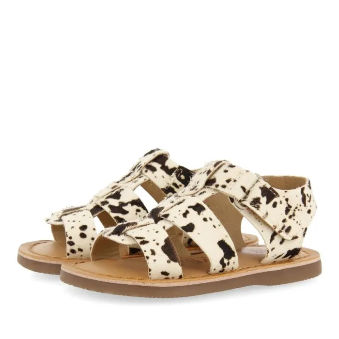 LEATHER ROMAN STYLE SANDALS WITH ANIMAL PRINT FOR BABY GENERAC