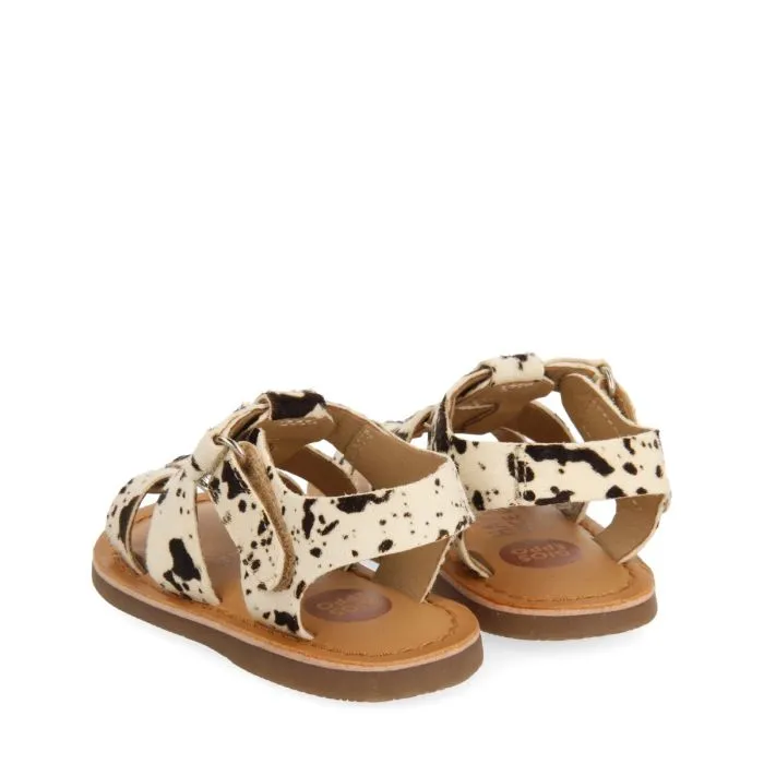 LEATHER ROMAN STYLE SANDALS WITH ANIMAL PRINT FOR BABY GENERAC