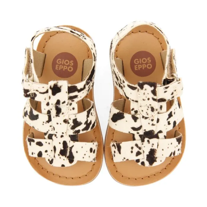 LEATHER ROMAN STYLE SANDALS WITH ANIMAL PRINT FOR BABY GENERAC