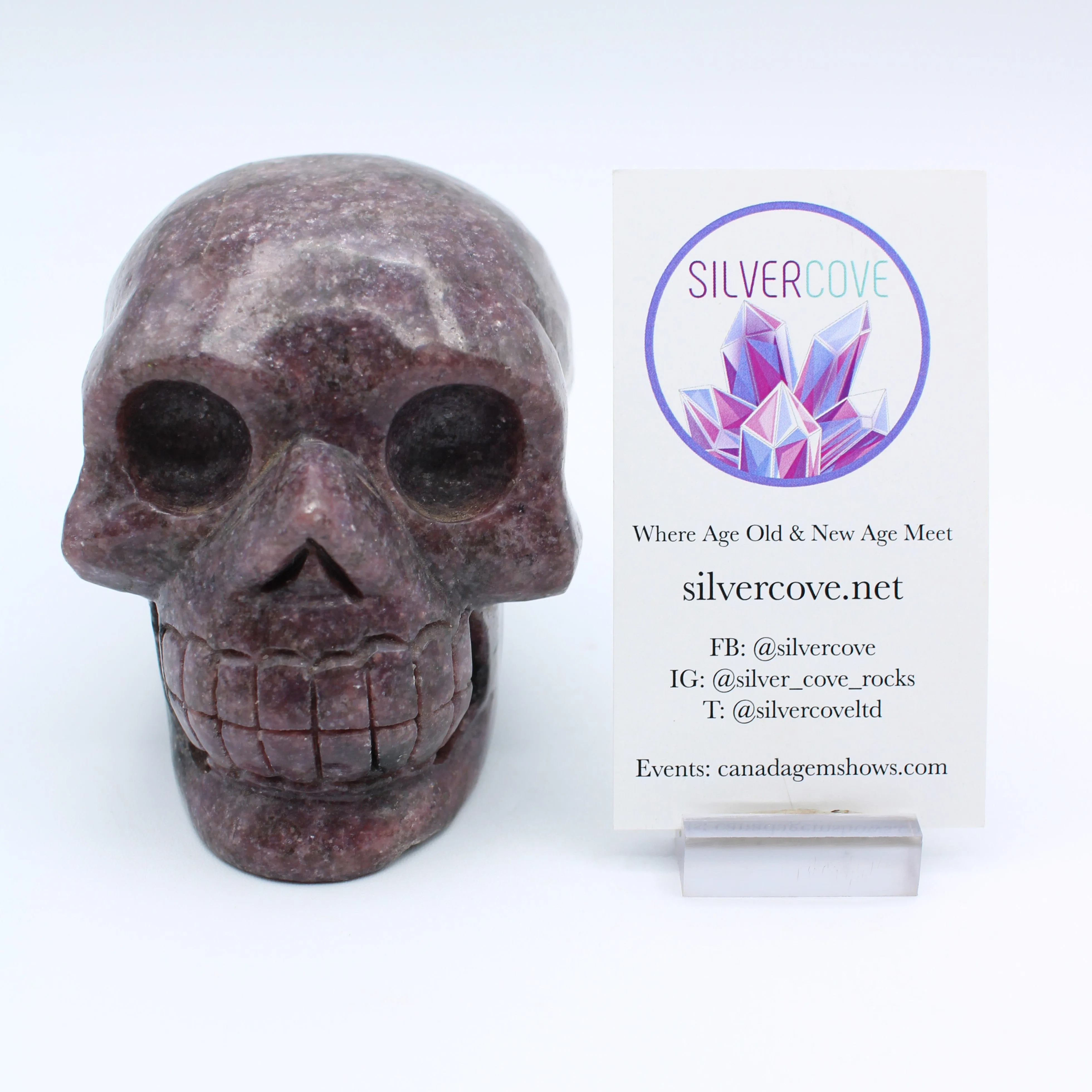 Lepidolite Crystal Skull Sculpture