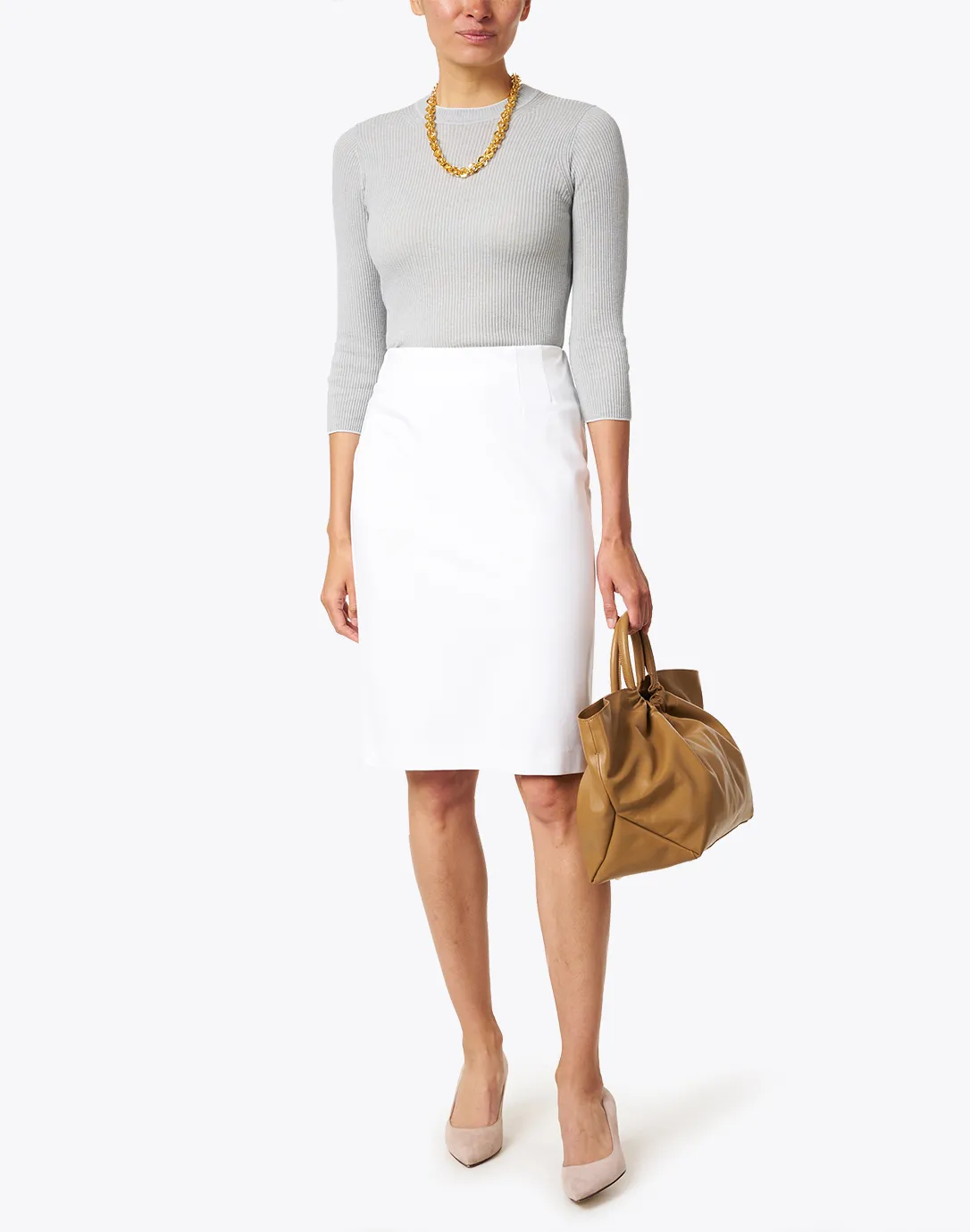 Logan White Knit Pull-On Skirt