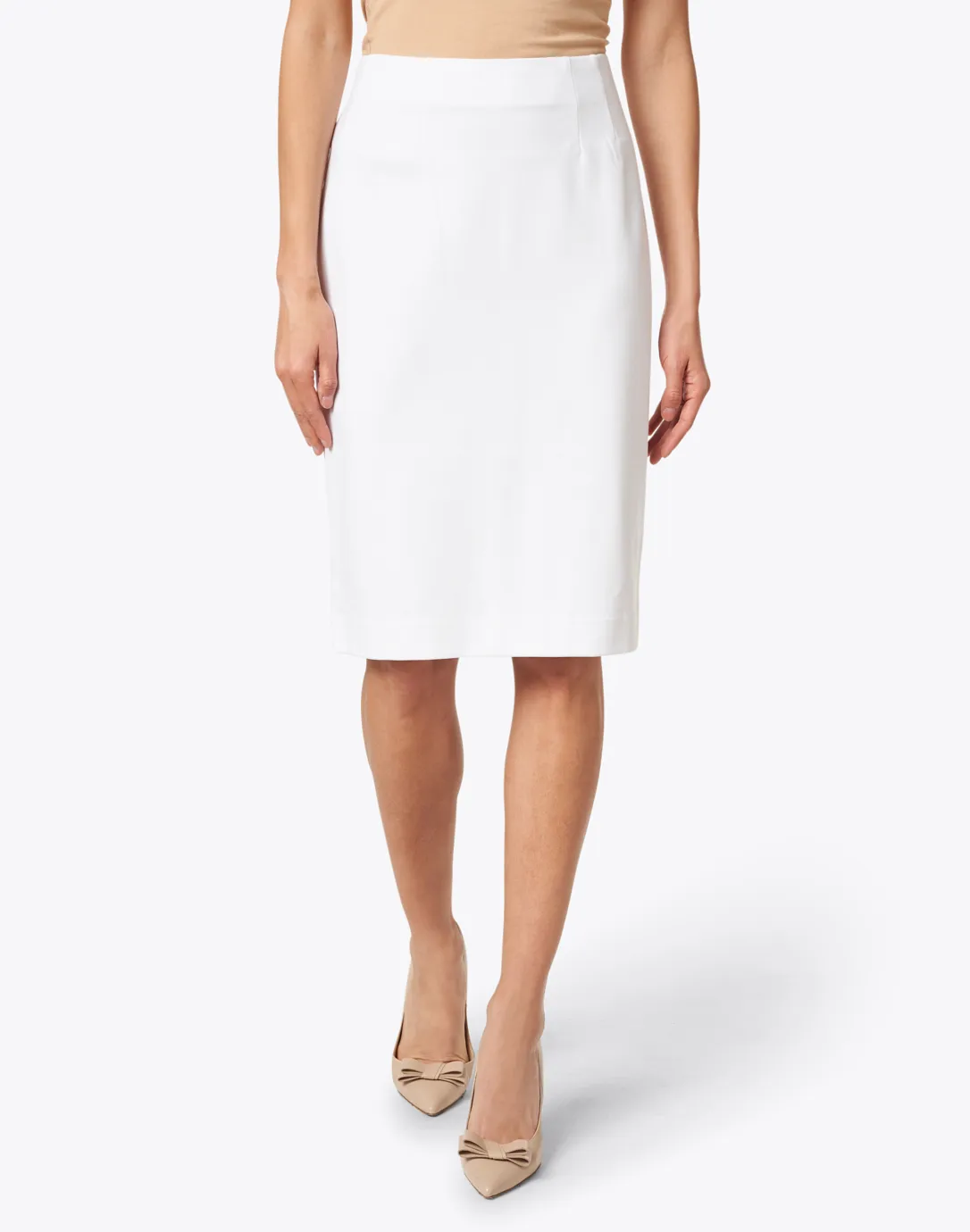 Logan White Knit Pull-On Skirt