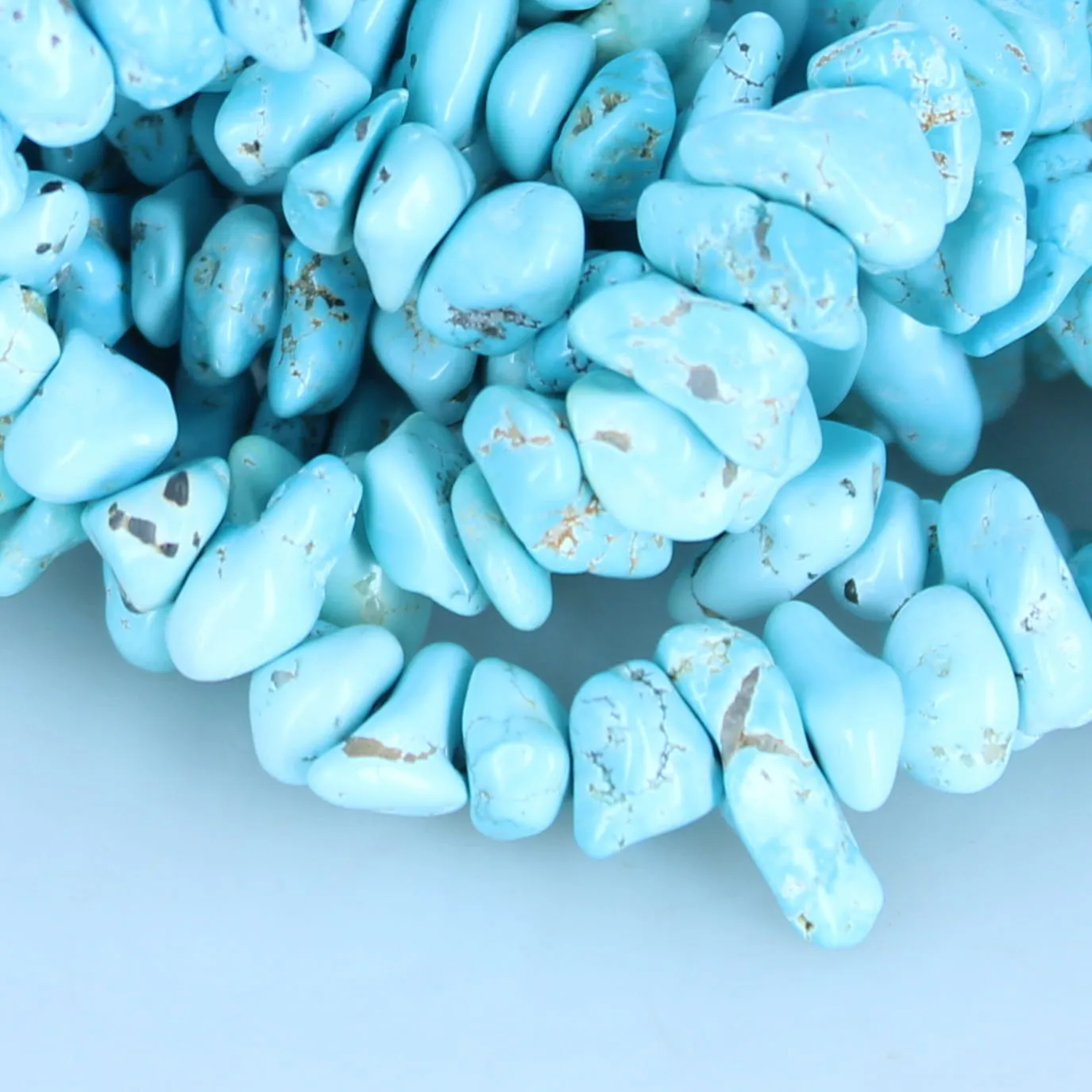 LONE MOUNTAIN Turquoise Beads - 7-9mm Nugget Shape - 16 - Sky Blue