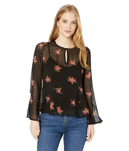 Lucky Brand Womens Clip Dot Pullover Blouse