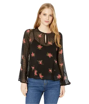 Lucky Brand Womens Clip Dot Pullover Blouse