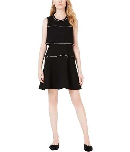 Maison Jules Womens Pearl-Trim Fit & Flare Dress