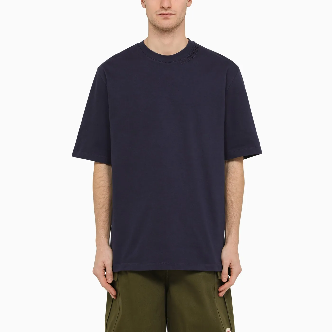 MARNI  |Blue organic cotton oversized T-shirt with Marni patches