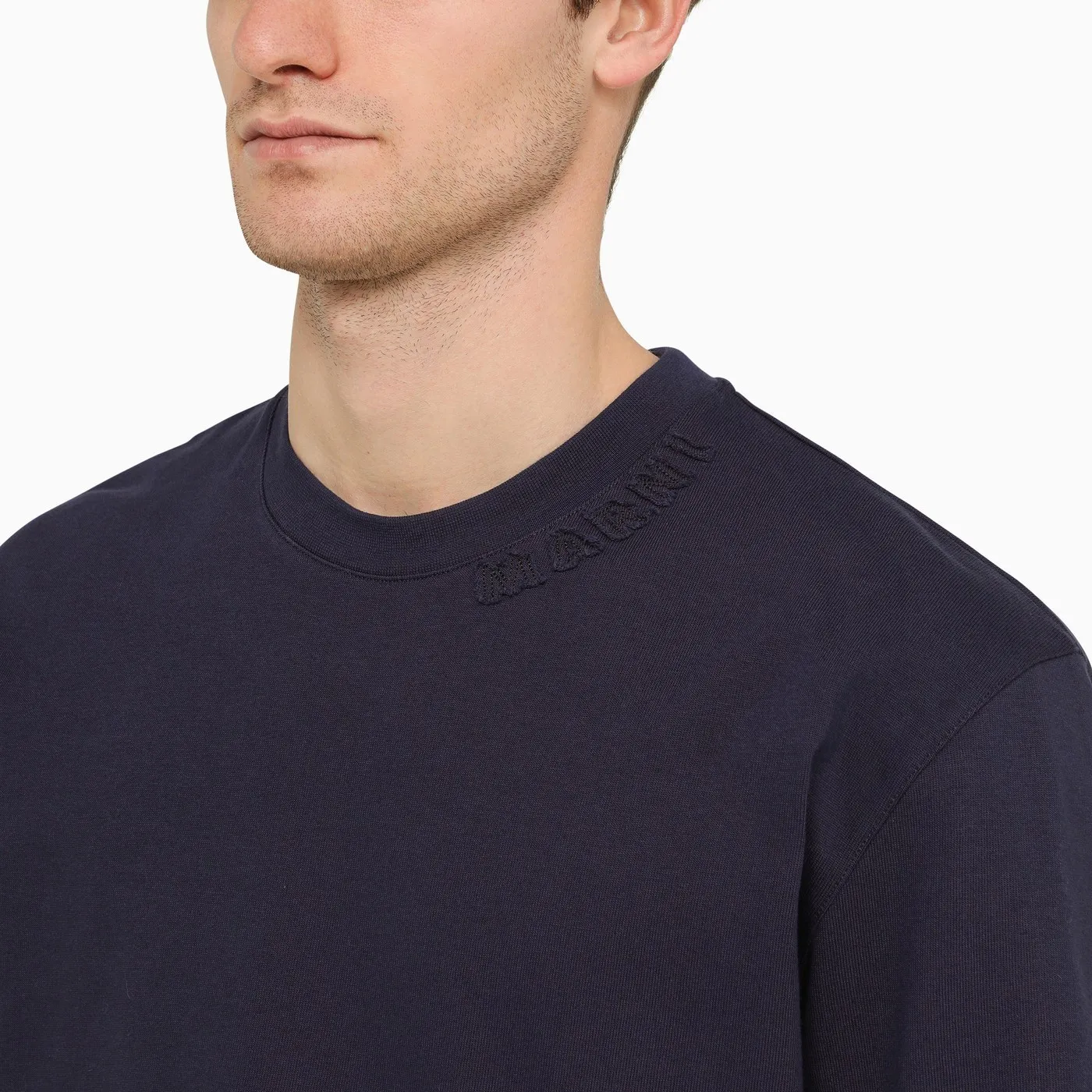 MARNI  |Blue organic cotton oversized T-shirt with Marni patches