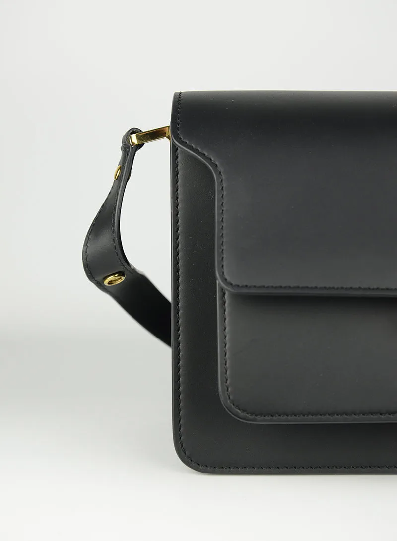 MARNI Borsa Trunk in pelle nera opaca