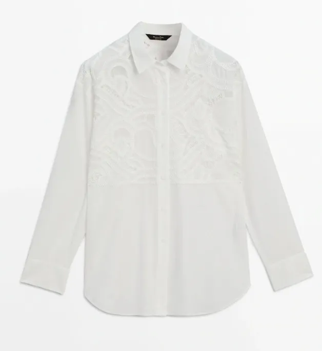 Massimo Dutti lace-up casual style long sleeves cotton elegant style