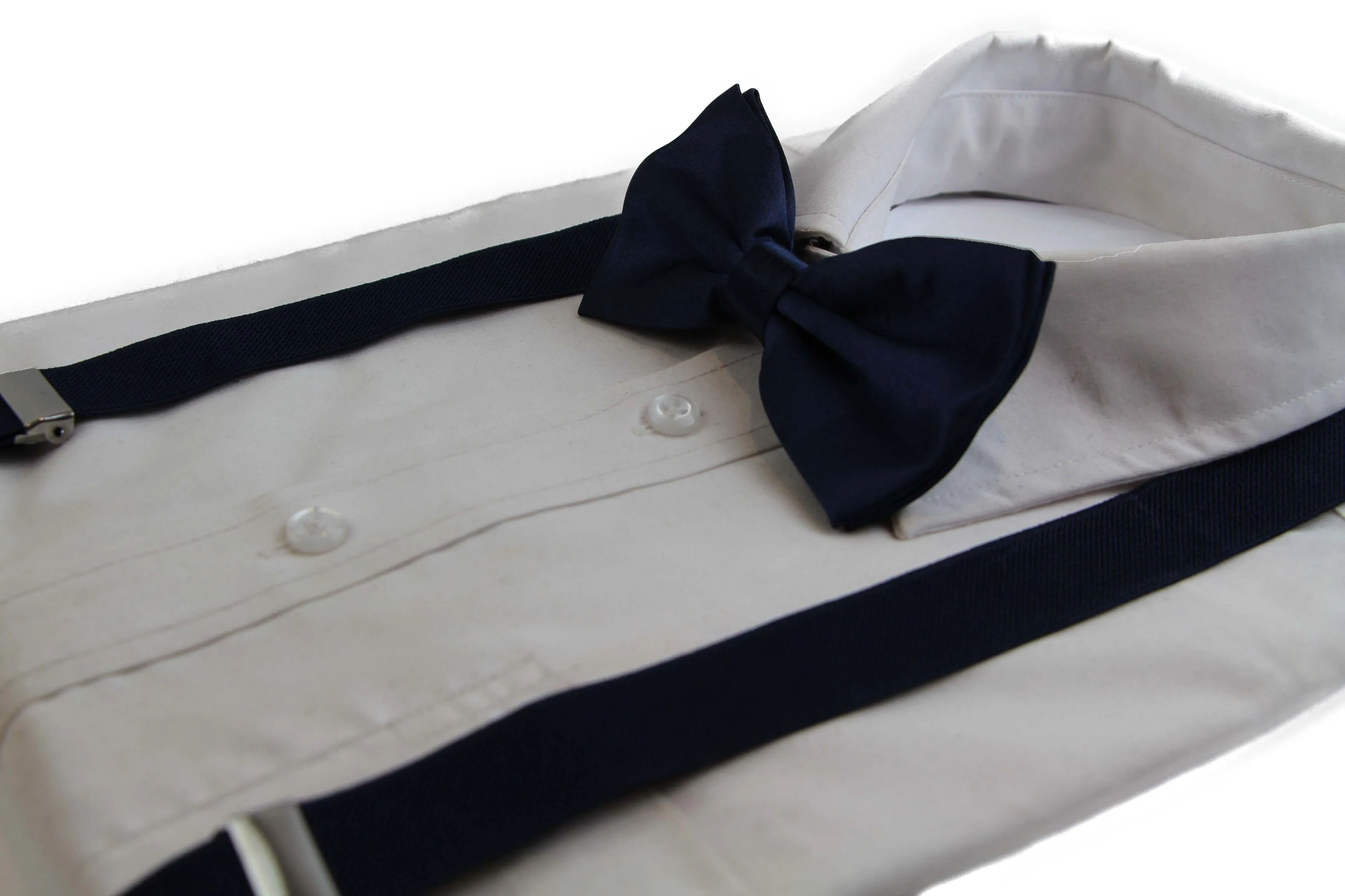 Midnight Blue Suspenders & Bow Tie Set - 100cm Length - Men's Accessories