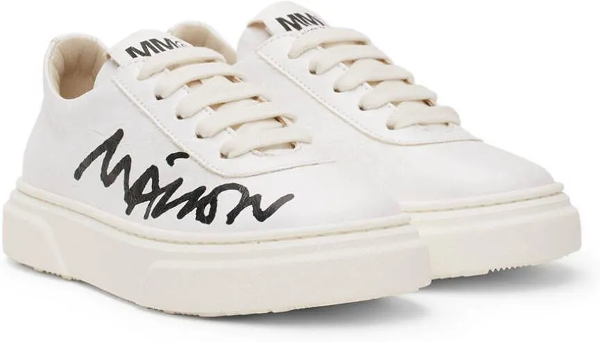 MM6 Maison Margiela Kids White Cursive Logo Sneakers