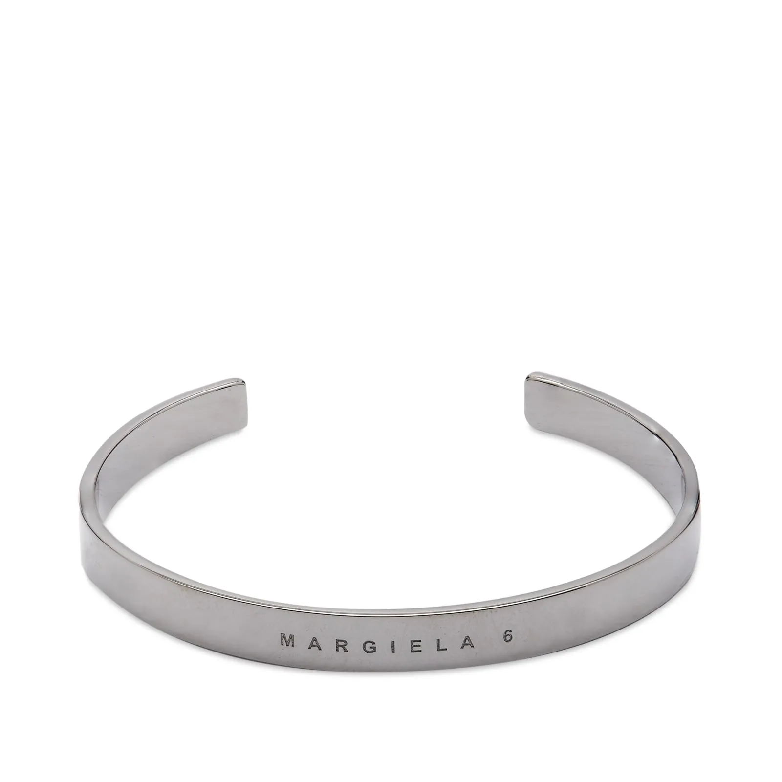 MM6 Maison Margiela Text Logo BangleBrushed Ruthenium