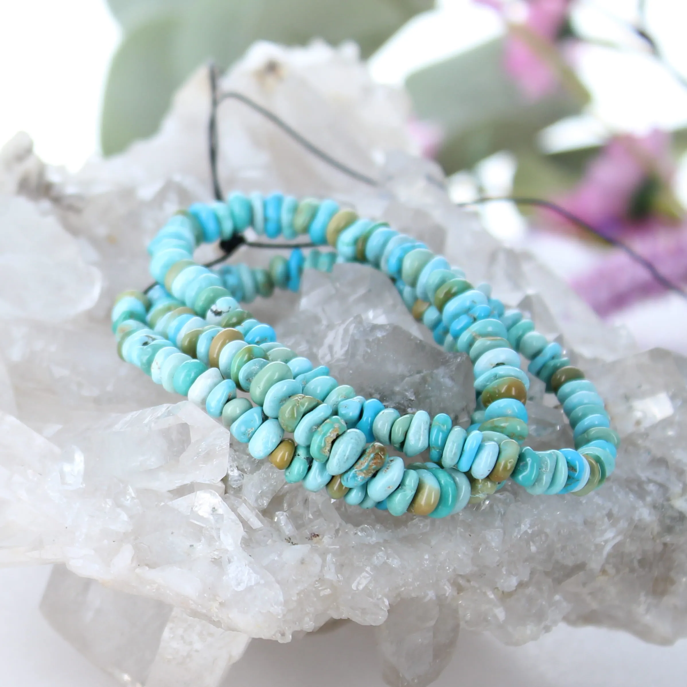 Multi Color Lone Mountain Turquoise Beads - Flat Disc Shape - 5-6.9mm Diameter - 18 Length