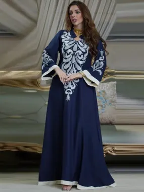 Muslim Abaya Embroidered Kebaya Dress - Long Sleeve Gowns (AB184)