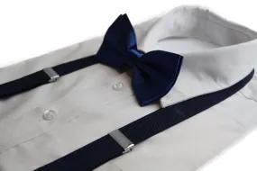 Navy Suspenders and Bow Tie Set for Men 100cm