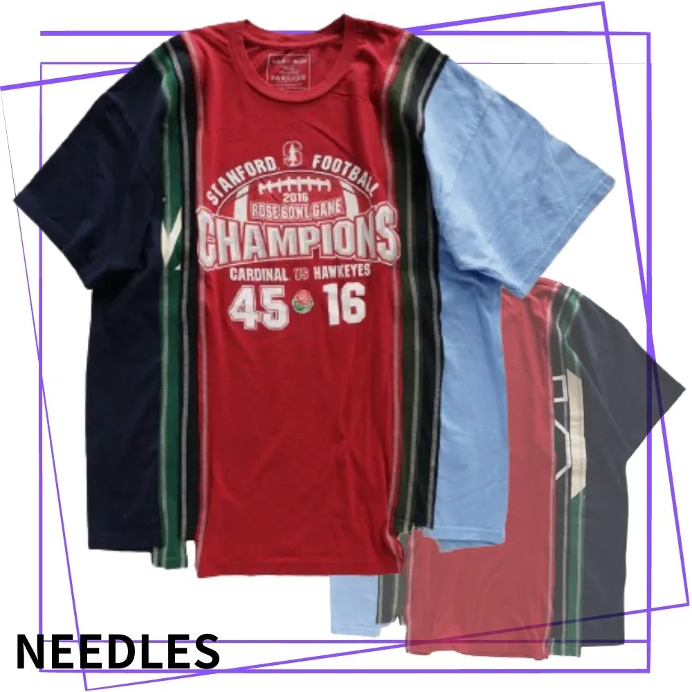 Needles  |Crew Neck Street Style Cotton Short Sleeves Logo