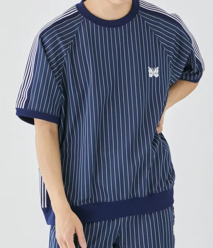 Needles  |Crew Neck Stripes Unisex Nylon Street Style Short Sleeves