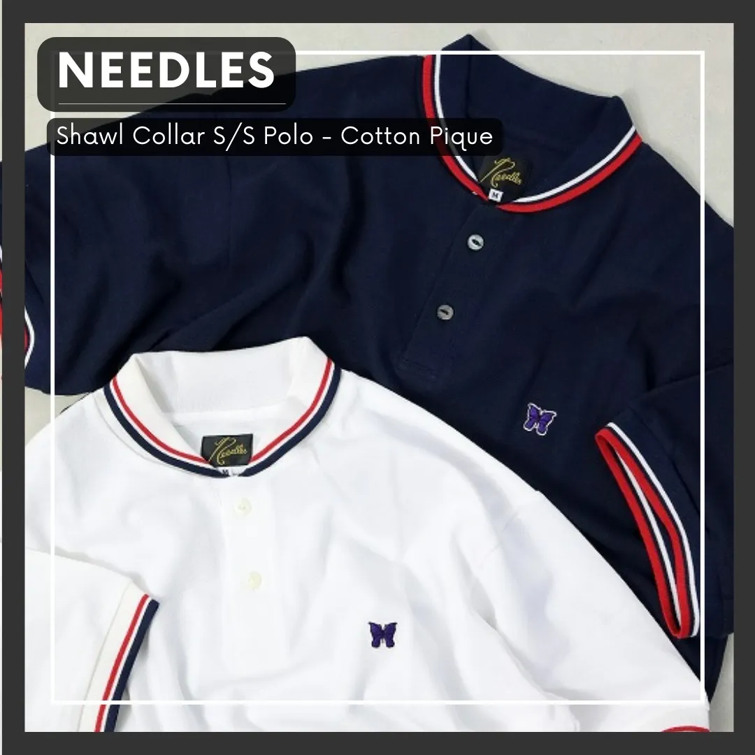 Needles  |Street Style Plain Cotton Short Sleeves Logo Polos