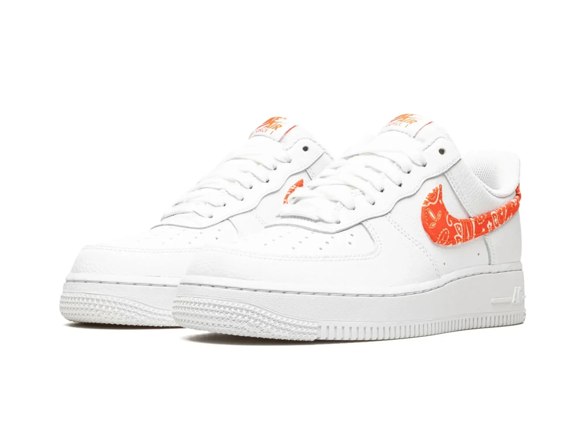 Nike Air Force 1 Orange Paisley sneakers.