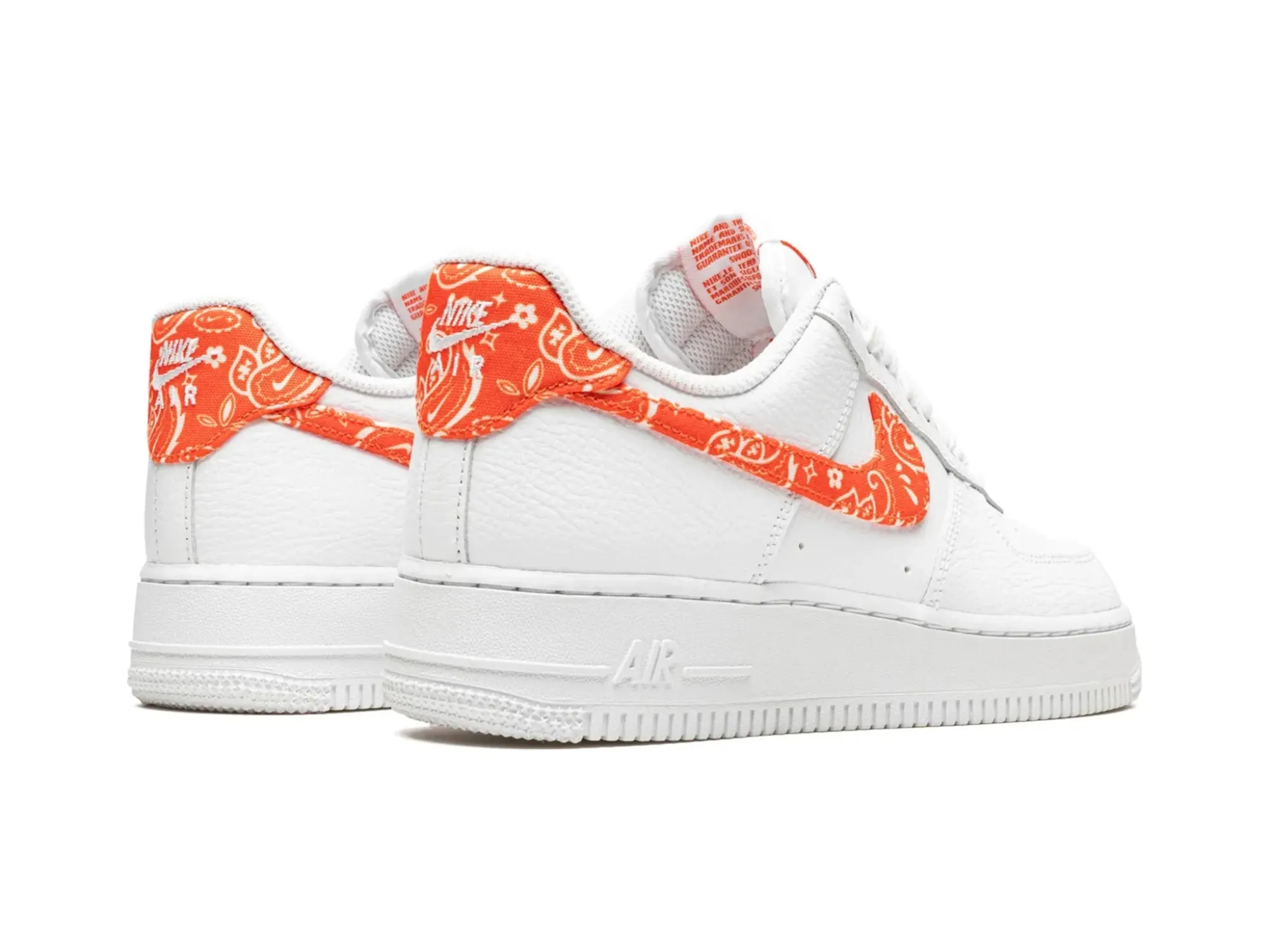 Nike Air Force 1 Orange Paisley sneakers.