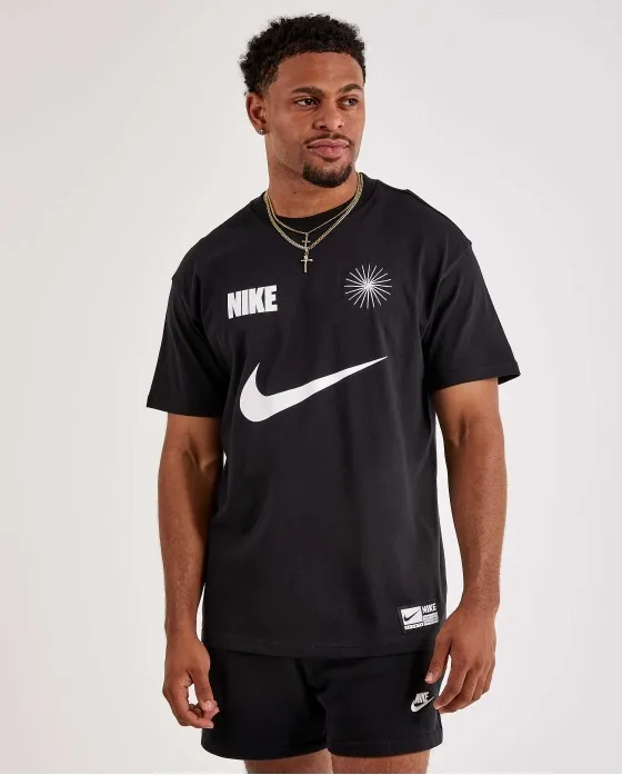 Nike Crew Neck Unisex Street Style Cotton T-Shirt with Short Sleeves