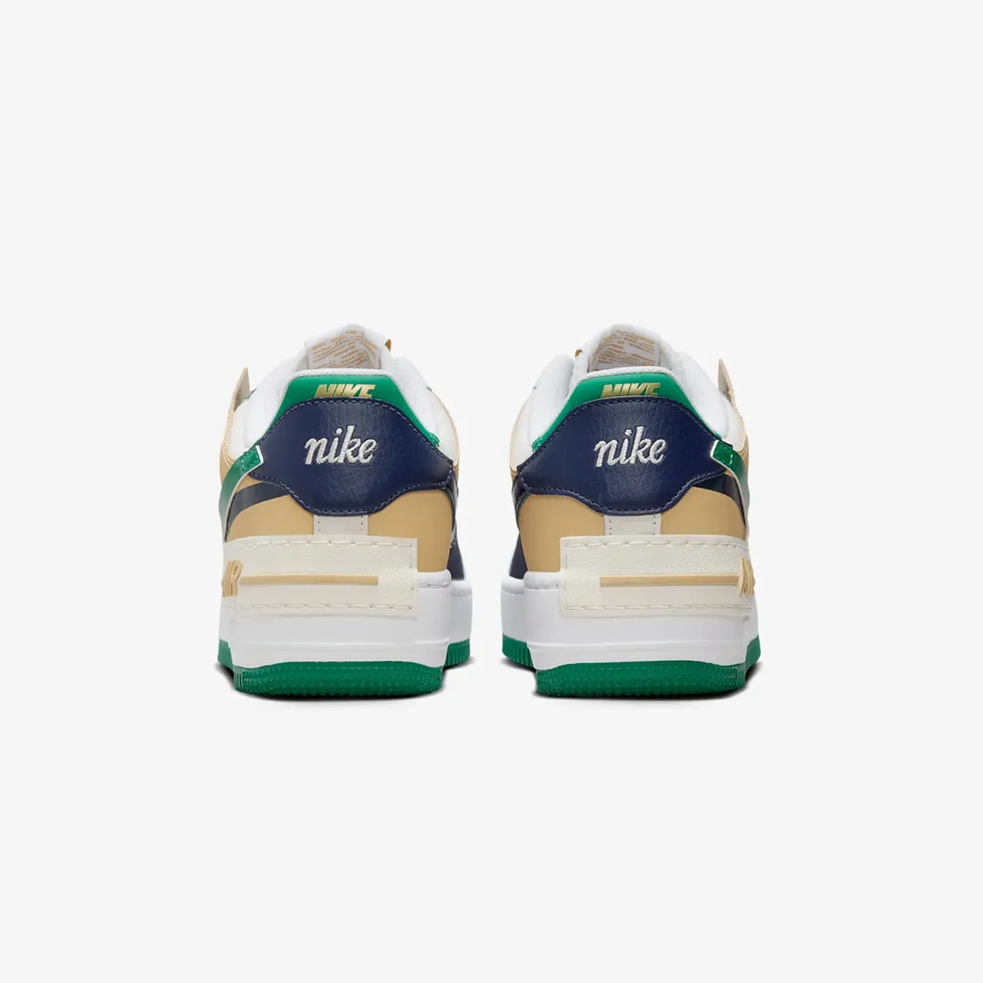 Nike Women's Air Force 1 Shadow sneakers in White/Midnight Navy/Malachite/Sesame