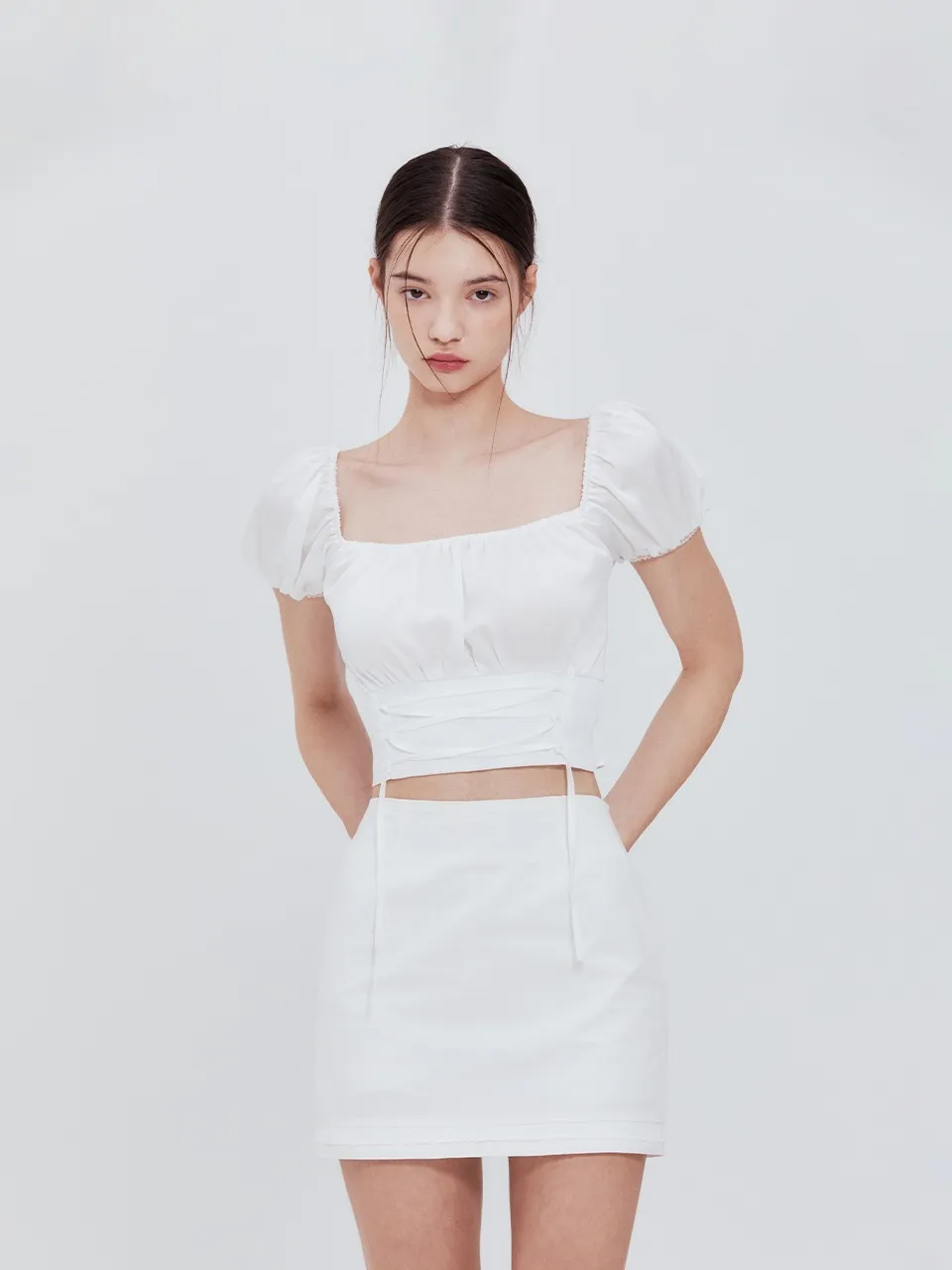 Not your rose | Corset crop blouse (white)