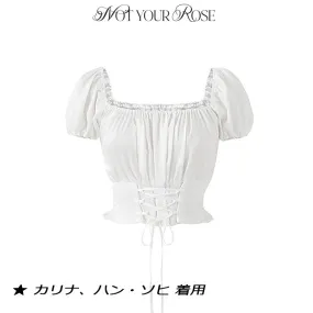 Not your rose | Corset crop blouse (white)