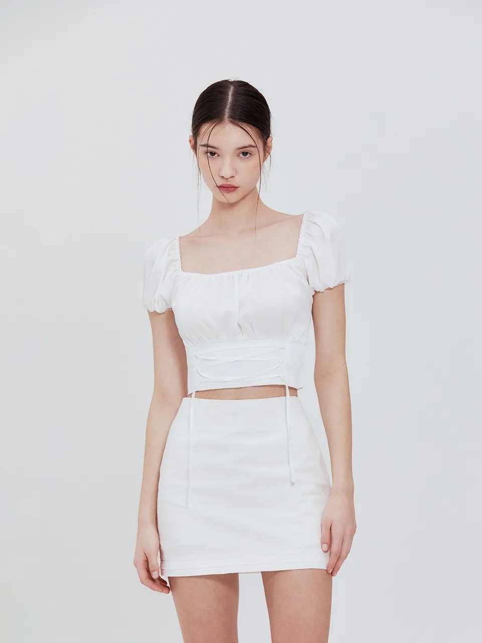 Not your rose | Corset crop blouse (white)