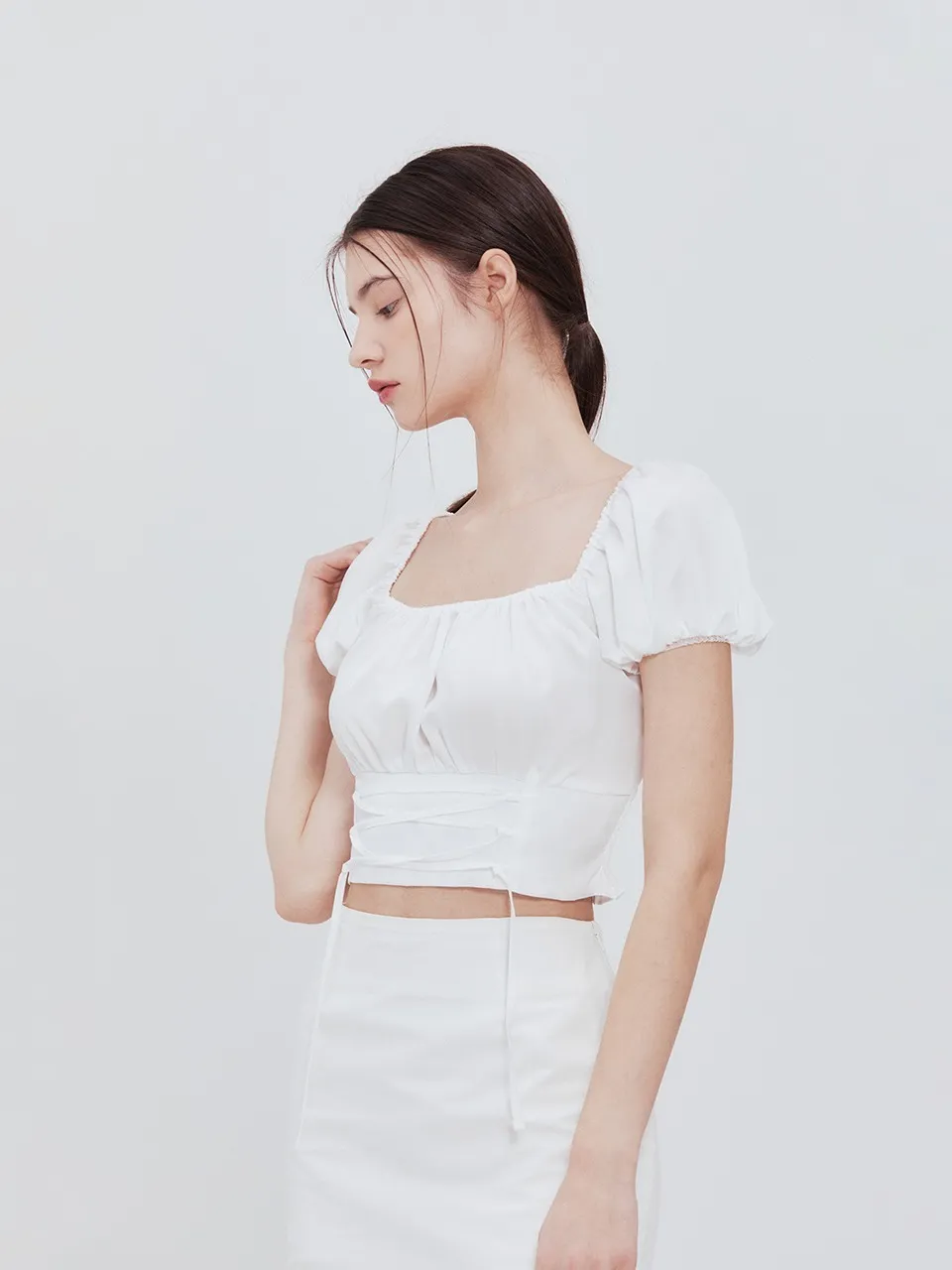 Not your rose | Corset crop blouse (white)