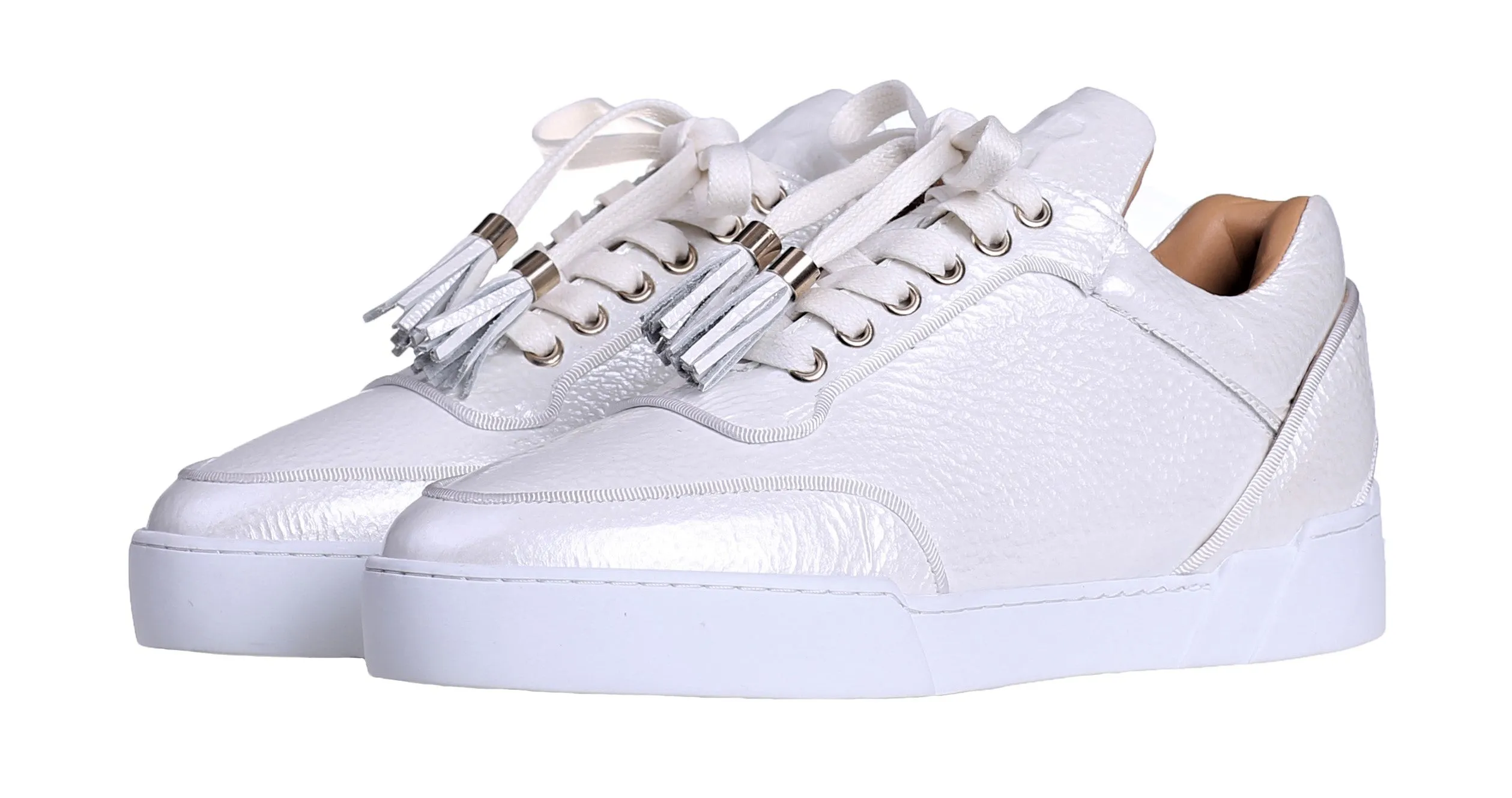 Off White Washed Patent Women's Low-Top Shoes