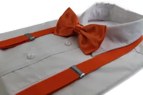 Orange 100cm Suspenders & Matching Bow Tie Set for Men